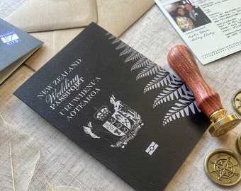 New Zealand Wedding Passport Invitation | Travel Wedding | Travel Lover | Destination Wedding | Beach Wedding | Invites Australasia