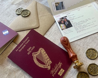 Irish Wedding Passport Invitation | Ireland Travel Wedding | Travel Lover | Destination Wedding | Beach Wedding | Invites Eire