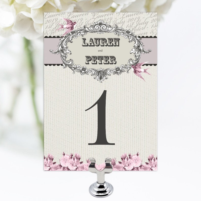 Vintage Swallows Table Names Numbers Table Plan Wedding Day | On the Day Stationery