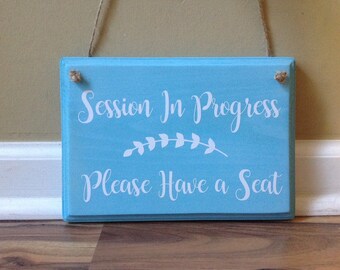 session in progress door sign