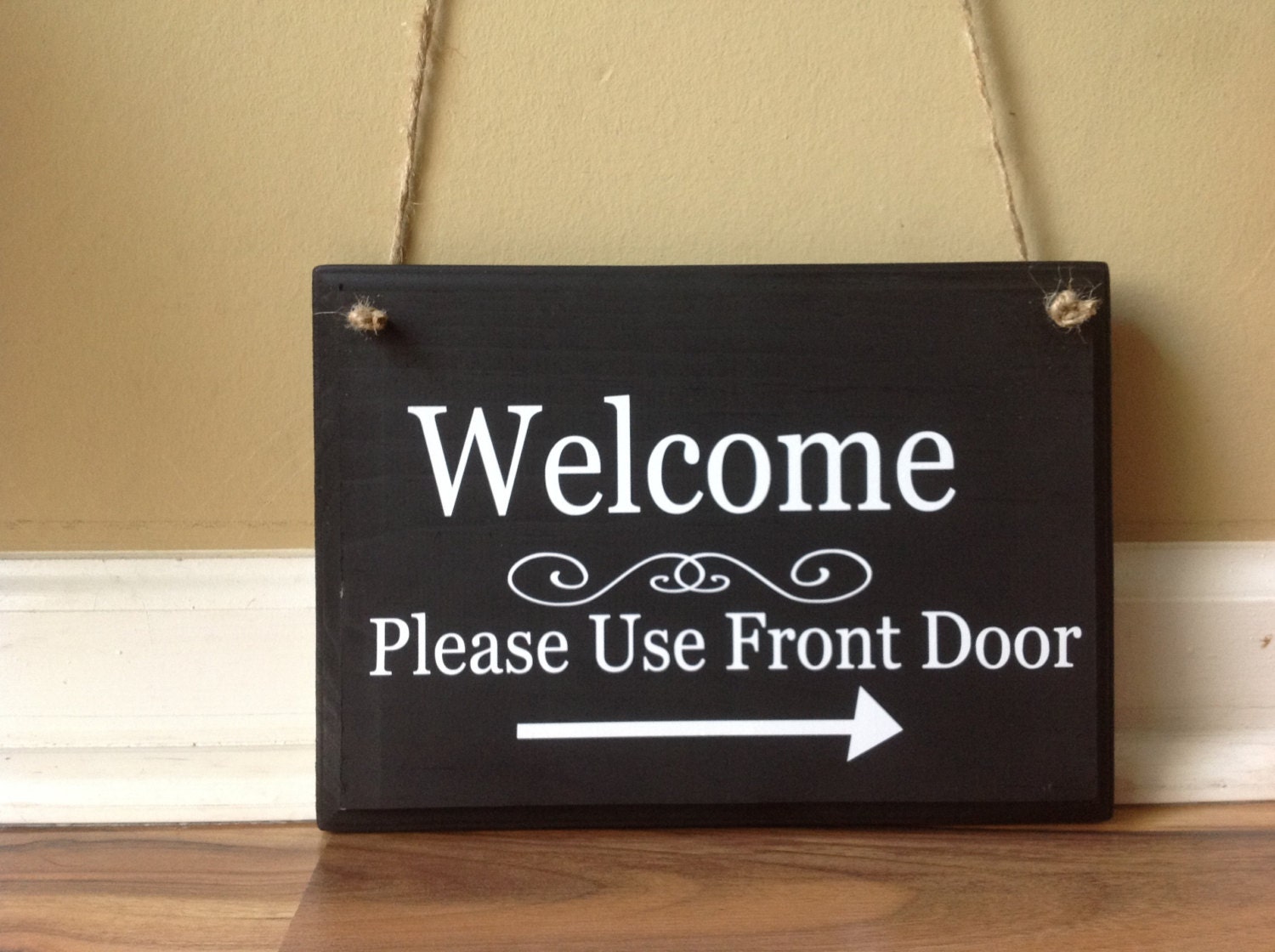 Welcome Please Use Front Door Wooden Sign Decor Hanging