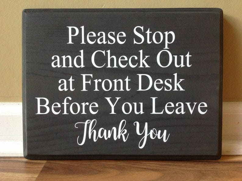 Check Out At Front Desk Office Sign Business Image 0