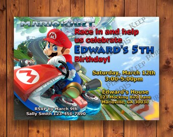 Mario Kart Birthday Invitation Etsy