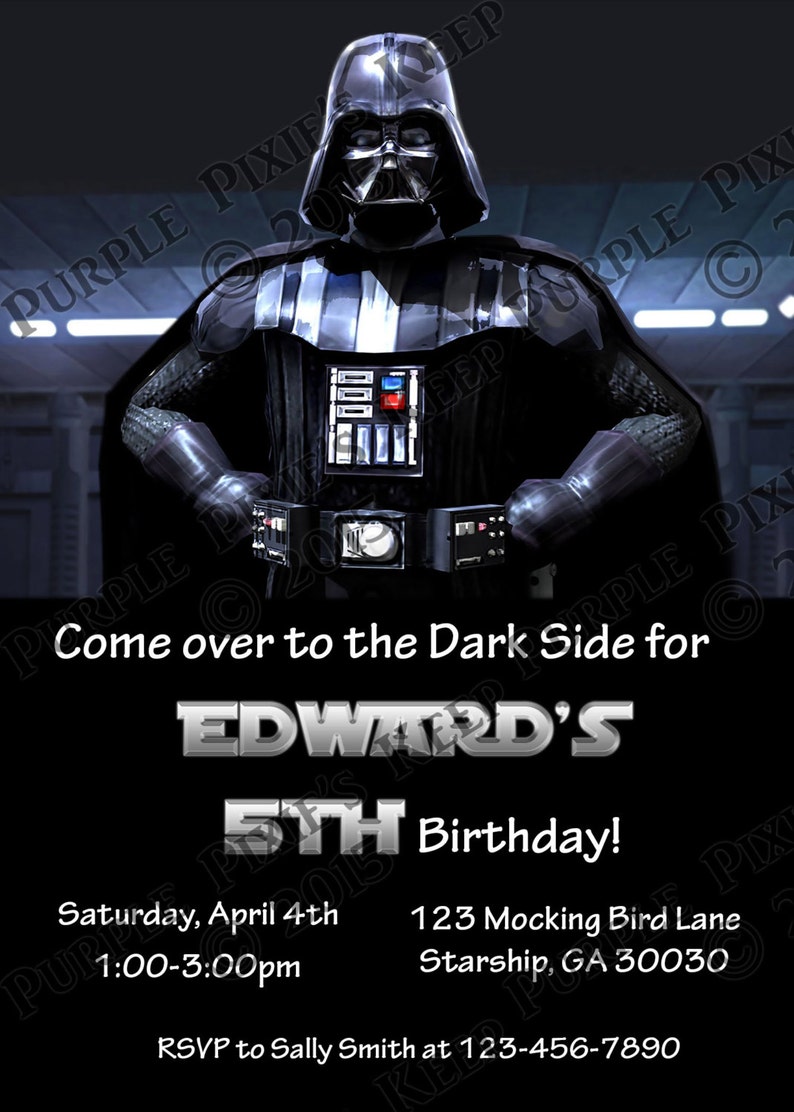 Star Wars Darth Vader Birthday Party Invitation | Etsy