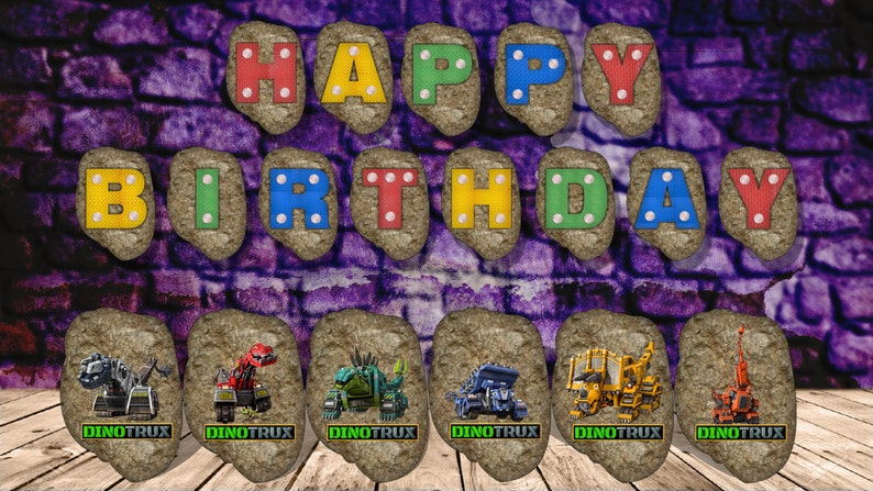Dinotrux Happy Birthday Banner Etsy
