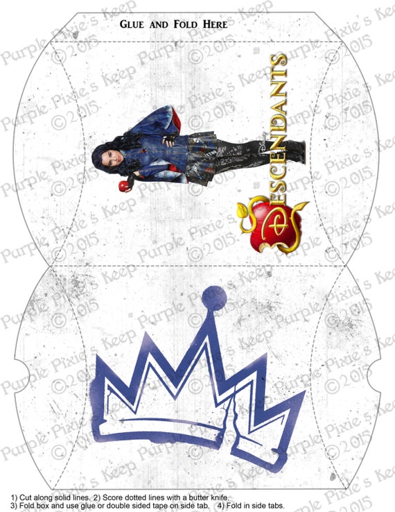 Disney Descendants Birthday Party Favor Pillow Box Evie Etsy