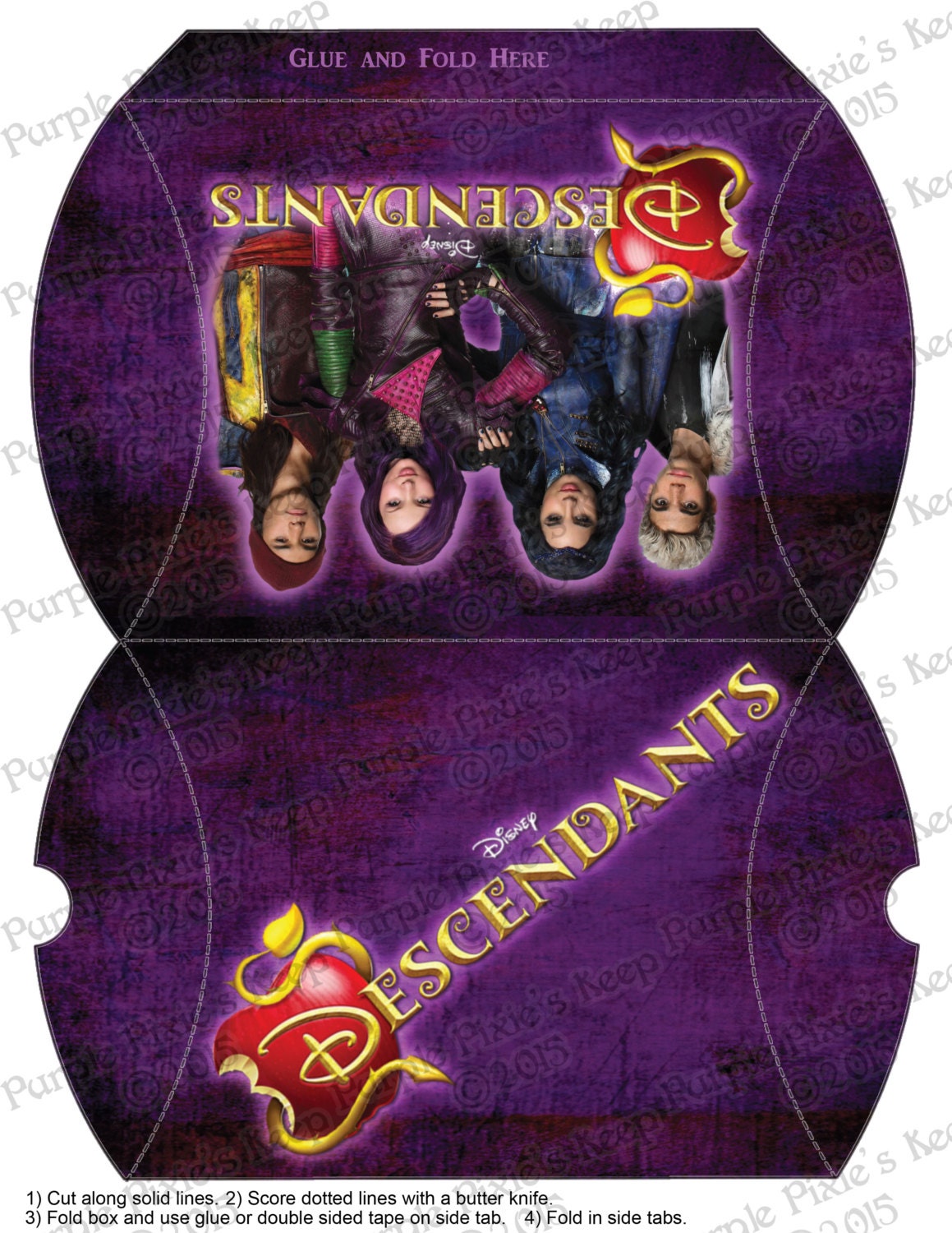 Disney Descendants Birthday Party Favor Pillow Box Etsy