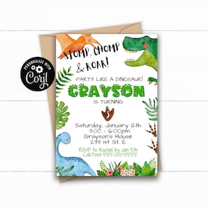 Dinosaur Birthday Invitation - DIY Instant Download Corjl Invite - Dino Party - Boy's Birthday 1st 2nd 3rd 4th Bday Party Dino Invite