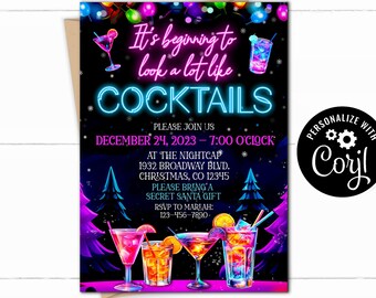 Christmas Cocktail Party - Friendsmas - Christmas Cocktail Digital Invitation -DIY Christmas Invite - Jingle Mingle Party Invite