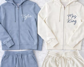 Conjunto personalizado de sudadera con capucha y pantalón deportivo para que la novia se prepare / Ropa de descanso personalizada para damas de honor / Conjunto a juego para que la fiesta nupcial se prepare