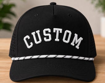 Cappello a sbuffo personalizzato con ricamo, cappello a sbuffo 3D, snapback personalizzato con cordino, cappello a sbuffo con ricamo arcuato, cappello da golf, cappello personalizzato