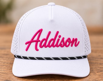 Custom Puff Kids or Adult Embroidered Hat, 3D Puff Hat, Custom Rope Snapback, Arched Embroidery Hat, Golf Hat, Personalized Hat