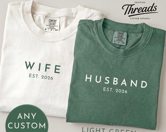 Spersonalizowana koszulka dla nowożeńców | Koszulka dla par z datą założenia | Prezent dla męża i żony | Koszulka dla nowożeńców | Strój na dzień ślubu