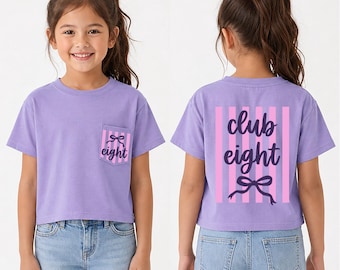 Personalized Birthday Shirt for Girls, Custom Age Pocket Shirt, Girls Birthday Outfit, Front and Back Coquette Birthday Shirt Bow
