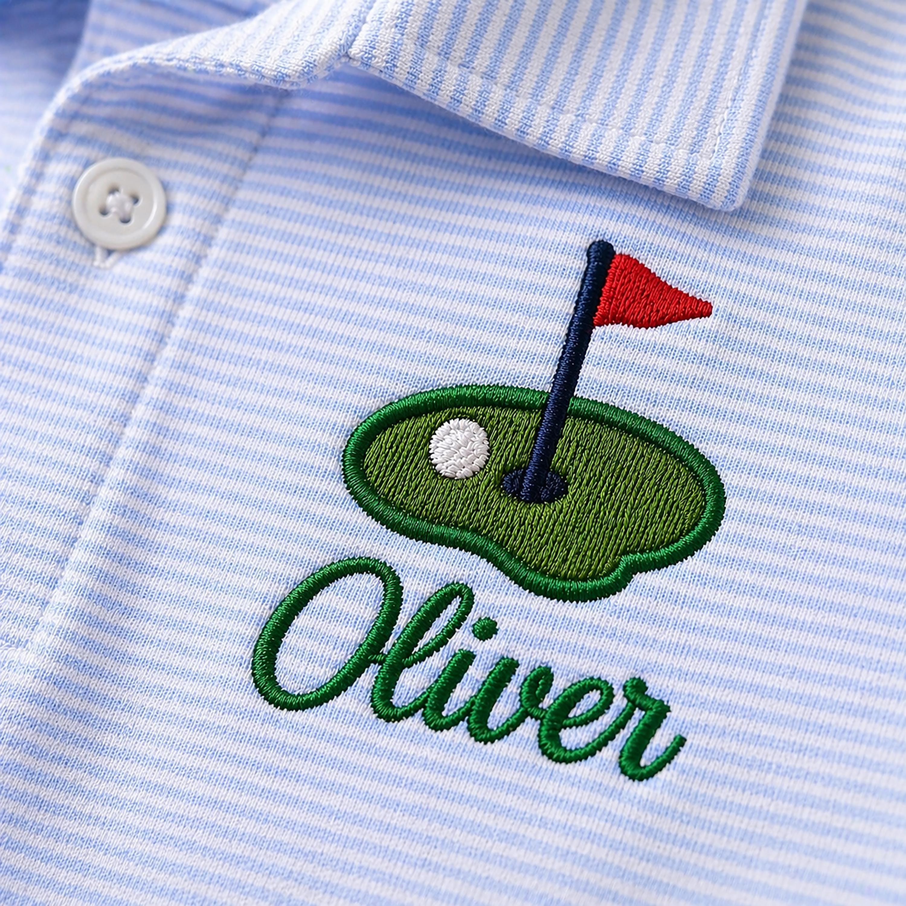 Toddler Golf Shirt Personalized Boys Monogram Polo Shirt Custom Name Outfit Golf Birthday Outfit Boy Matching Hat Set Option Baby
