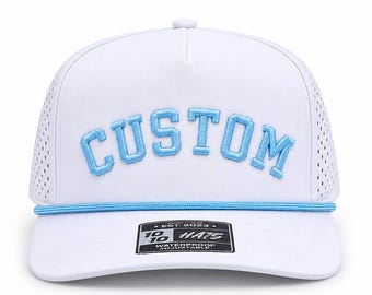 Cappello a sbuffo personalizzato con ricamo, cappello a sbuffo 3D, snapback personalizzato con cordino, cappello a sbuffo con ricamo arcuato, cappello da golf, cappello personalizzato