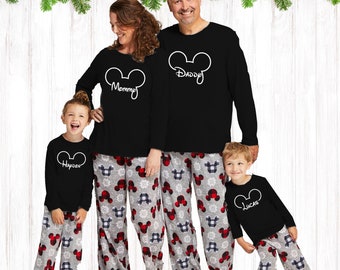 Gepersonaliseerde familie Mickey kerstpyjama - Disney Trip kerst geruite pyjama - bijpassende shirts en broekenset voor het hele gezin van de hond!