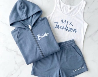 Spersonalizowany zestaw z kapturem i spodniami dresowymi dla druhen | Spersonalizowany strój domowy dla druhen