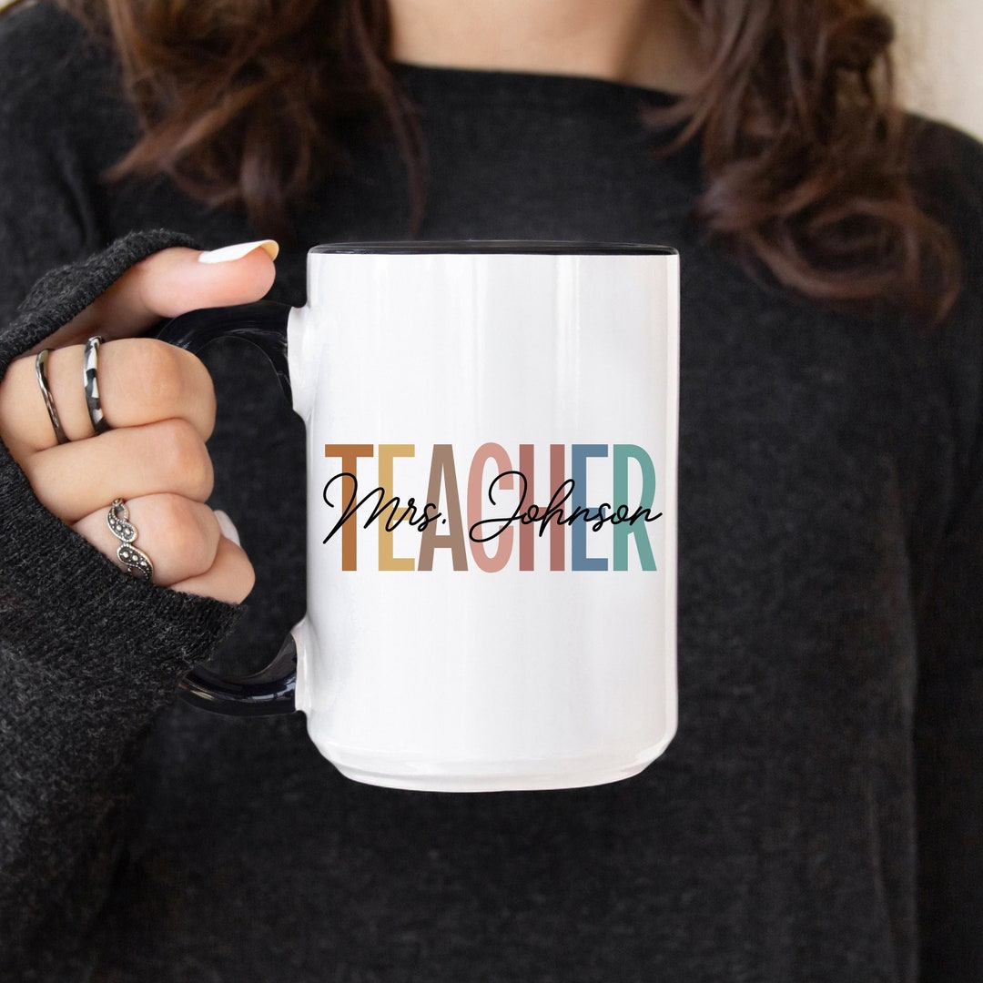 Personalized Teacher Mug Teacher Gift Teacher Name Boho Mug Teacher ...
