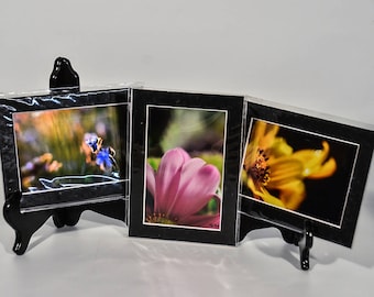 Matted Flower Photography Prints, 5x7, Set of 3