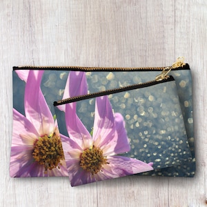 Purple Flower Zipper pouch Travel Toiletry Bag Cosmetic Accessories Storage Makeup Organizer Clutch Personalized Bridesmaid Best Friend gift