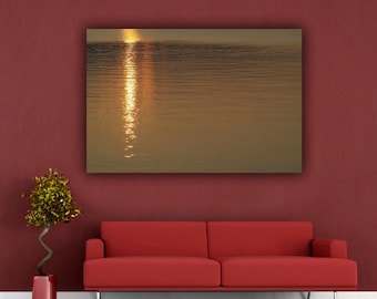 Sunset Photograph, Water Reflection Photography, Sun in Water Photo Prints, Fine Art Nature Bedroom Living Room Office Lobby Wall Decor