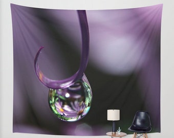 Purple Tapestry Wall Hanging, Amethyst Water Drop Photo Tapestry, Rain Drop Tapestry Wall Hanging, Bohemian Wall Decor, Dorm Room Wall Decor