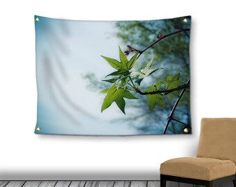 Green Leaves Tapestry, Tapestry Wall Hanging, Blue Sky Tapestry, Leaf Tapestry, Leaf Photo Tapestry, Bohemian Dorm Room Decor, Wall Hanging