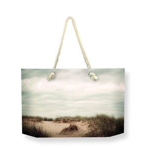 Beach Dunes Canvas Weekender Bag, Coastal Nature Printed Overnight Bag, Sand Dune Carry On Bag image 1