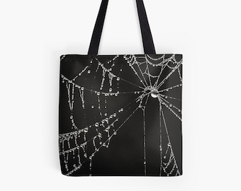 Gothic Spider Web Tote Bag, Halloween Market Bag