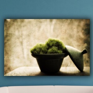 Still Life Photograph, Vintage Look Aged Photo Print, Grass in a Pot Fine Art Photography, Give Thanks Conceptual Photograph