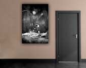 Gothic Abstract Black and White Spider Web Stretched Canvas Print, Cobweb Photograph, Ready to Hang 20x30 Gallery Wrap Canvas