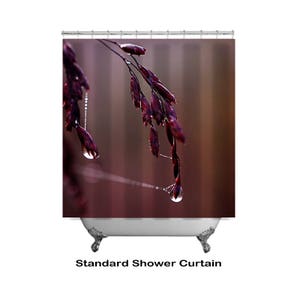 Burgundy Rain Drop Shower Curtain, Nature Bathroom Decor, Designer Shower Decor, Printed Shower Curtain, Merlot Water Drop Bathroom