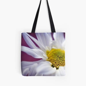 Witte Daisy Flower Tote Bag, Floral Canvas Schoudertas, Herbruikbare Canvas Tote Bag, Fine Art TOTE BAG, Daisy Market tas, Flower Canvas Bag