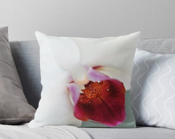 White en Pink Orchid Flower Throw Pillow, Nature Decorative Pillow voor uw bank, sofa throw kussen, florale kussen housewarming geschenk