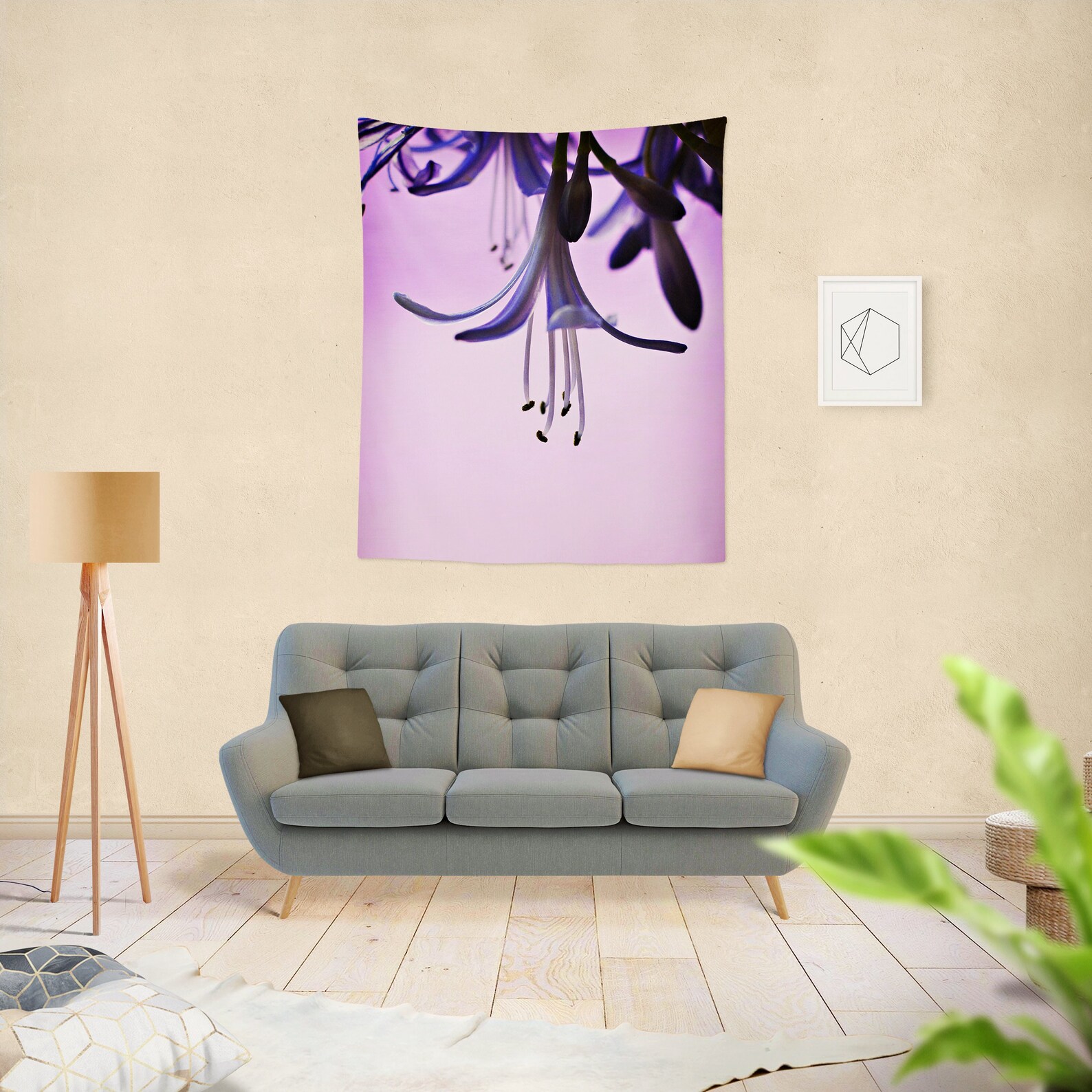 Purple Flower Wall Tapestry Floral Wall Hanging Nature Etsy