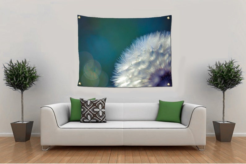 Teal Blue Dandelion Wall Tapestry Tapestry Wall Hanging Etsy