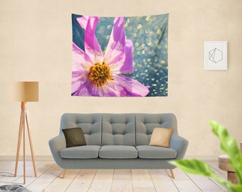 Purple Flower Tapestry, Nature Wall Hanging, Bohemian Decor