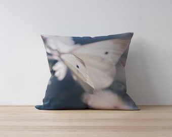 White Butterfly Throw Pillow, Nature Decorative Pillow for Your Couch, Sofa Throw Pillow, Butterfly Pillow Housewarming gift