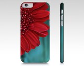 Red and Teal Floral Plastic iPhone Case, Red & Teal Cell Phone Cover, iPhone Cover, Cell phone case, Samsung device case, Samsung Phone Case