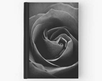 Black Rose Flower Journal Book, Goth Black Floral Blank Sketchbook, Ruled Lined Diary, Ruled Lined Spiral Notebook, Gothic Hard Cover Book