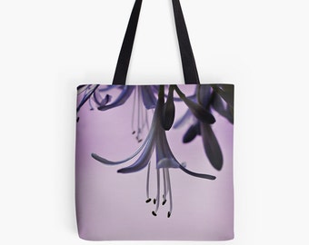 Purple Flower Tote Bag, Floral Canvas TOTE BAG,  Purple Market tote bag, Reusable Tote Bag, Fine Art Photo Tote Bag, Lavender Book Bag