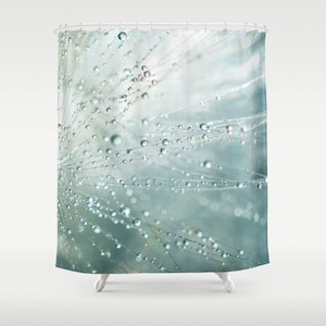 Abstract Shower Curtain, Ethereal Shower Decor, Nature Bathroom Decor, Designer Shower Decor, Printed Shower Curtain, Wispy Blue Bathroom