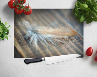 Sparrow Feather Tempered Glass Cutting Board, Kitchen Trivet