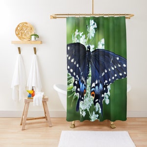 Butterfly Shower Curtain, Ethereal Shower Decor, Nature Bathroom Decor, Designer Shower Decor, Printed Shower Curtain, Swallowtail Bathroom
