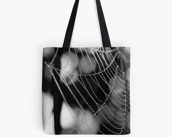 Gothic Cobweb Photo Tote Bag, Reusable Market Bag