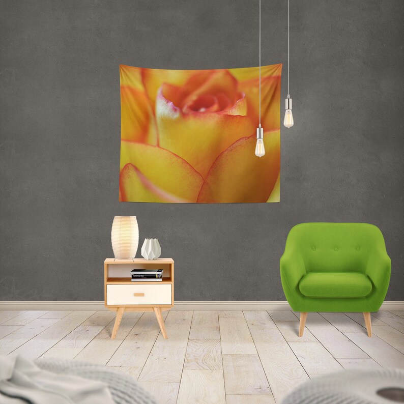 Yellow Rose Flower Wall Hanging Floral Tapestry Nature Photo Etsy