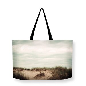 Beach Dunes Canvas Weekender Bag, Coastal Nature Printed Overnight Bag, Sand Dune Carry On Bag image 2