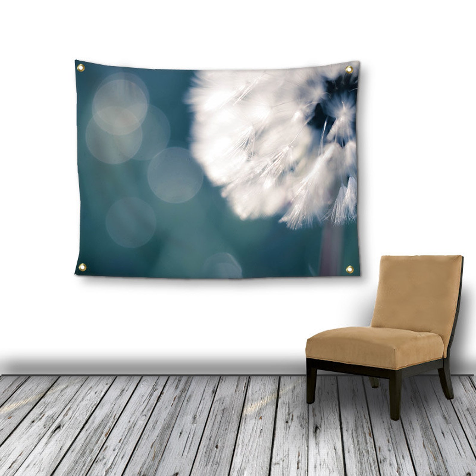 Teal Blue Dandelion Wall Tapestry Tapestry Wall Hanging Etsy