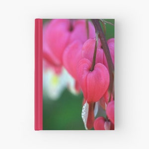 Bleeding Hearts Floral Blank Artist Sketchbook, Pink Flower Journal, Ruled Lined Diary, Blank Paper Spiral Notebook